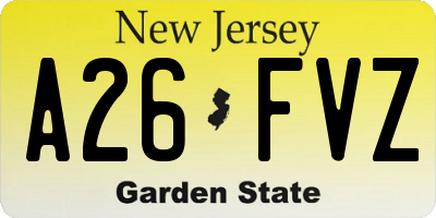 NJ license plate A26FVZ