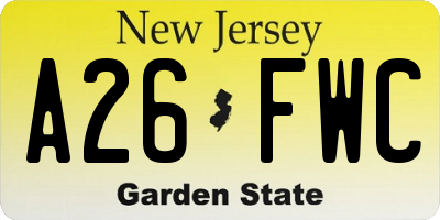 NJ license plate A26FWC