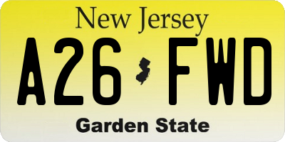 NJ license plate A26FWD