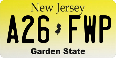 NJ license plate A26FWP