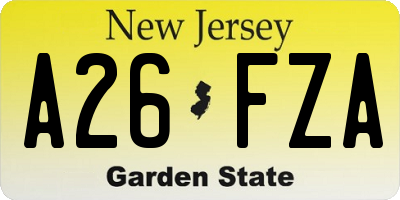 NJ license plate A26FZA