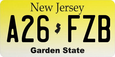 NJ license plate A26FZB