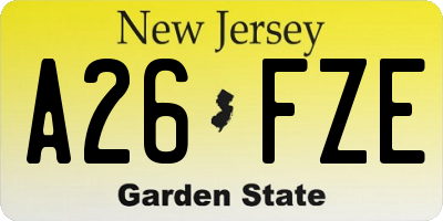 NJ license plate A26FZE