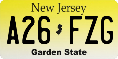 NJ license plate A26FZG