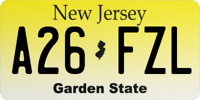 NJ license plate A26FZL