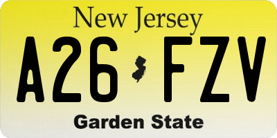 NJ license plate A26FZV