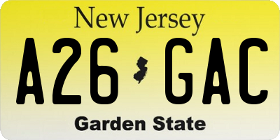 NJ license plate A26GAC