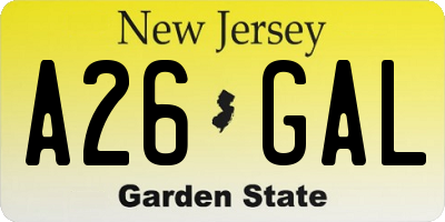 NJ license plate A26GAL