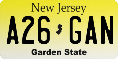 NJ license plate A26GAN