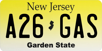 NJ license plate A26GAS