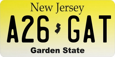 NJ license plate A26GAT