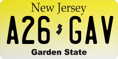 NJ license plate A26GAV