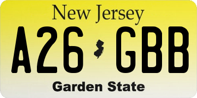 NJ license plate A26GBB