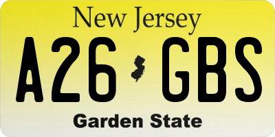 NJ license plate A26GBS