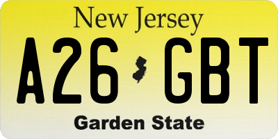 NJ license plate A26GBT