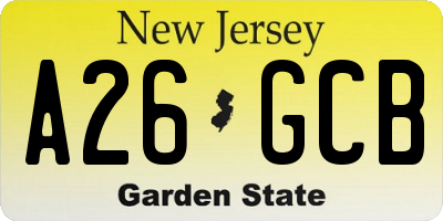 NJ license plate A26GCB