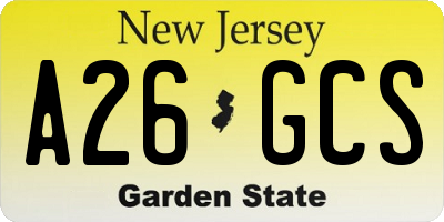 NJ license plate A26GCS