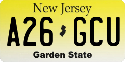 NJ license plate A26GCU
