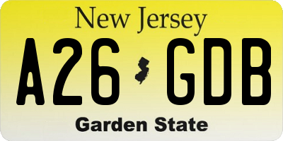 NJ license plate A26GDB
