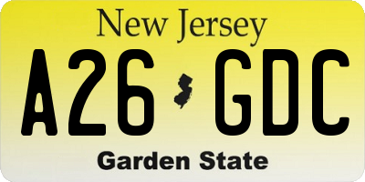 NJ license plate A26GDC