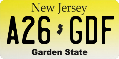 NJ license plate A26GDF