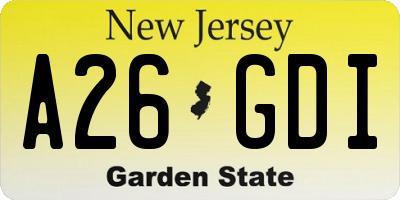 NJ license plate A26GDI