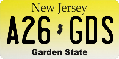 NJ license plate A26GDS
