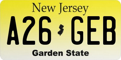 NJ license plate A26GEB