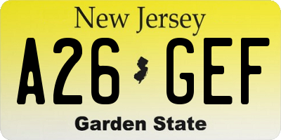 NJ license plate A26GEF