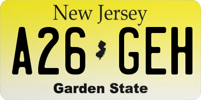 NJ license plate A26GEH