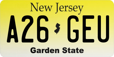 NJ license plate A26GEU