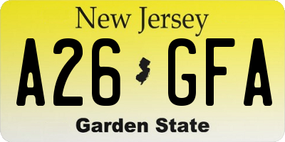 NJ license plate A26GFA