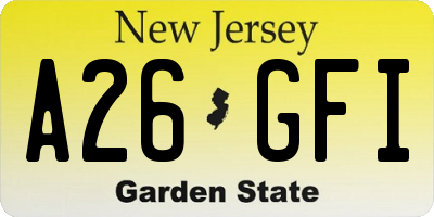 NJ license plate A26GFI
