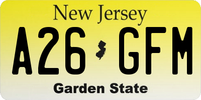NJ license plate A26GFM