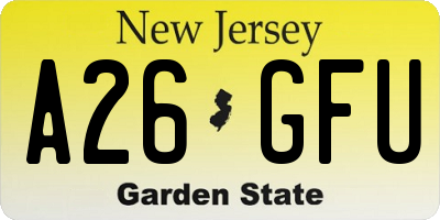 NJ license plate A26GFU