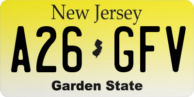 NJ license plate A26GFV