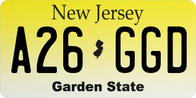NJ license plate A26GGD