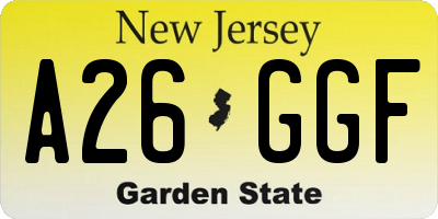 NJ license plate A26GGF