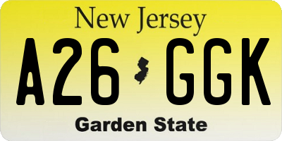NJ license plate A26GGK