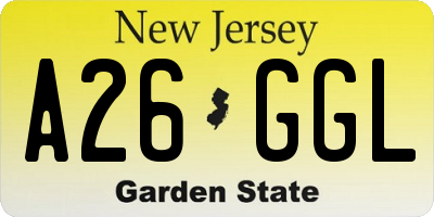 NJ license plate A26GGL