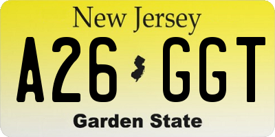 NJ license plate A26GGT