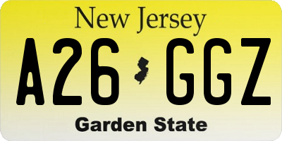 NJ license plate A26GGZ