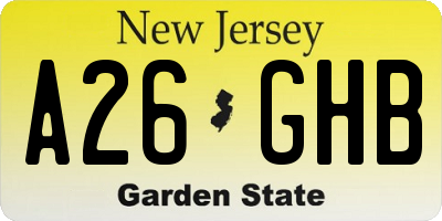 NJ license plate A26GHB