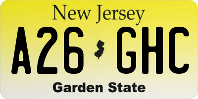 NJ license plate A26GHC