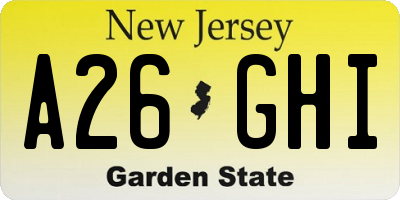 NJ license plate A26GHI