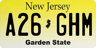 NJ license plate A26GHM