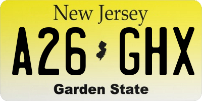 NJ license plate A26GHX