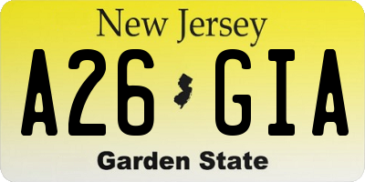 NJ license plate A26GIA