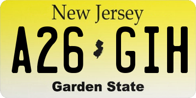 NJ license plate A26GIH