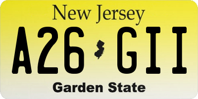 NJ license plate A26GII